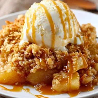 Delicious baked apple crumble served warm with a golden oat topping