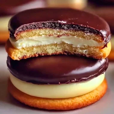 Boston Cream Pie Cookies topped with chocolate glaze and creamy filling