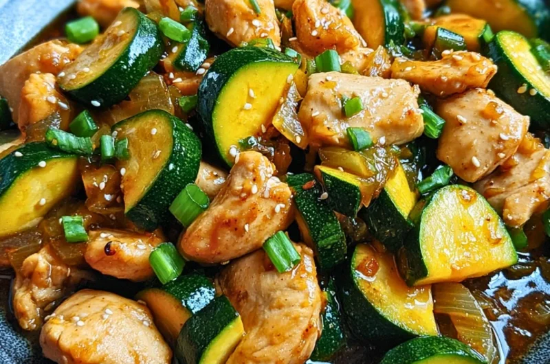 Delicious Chicken Zucchini Stir Fry cooked with fresh vegetables