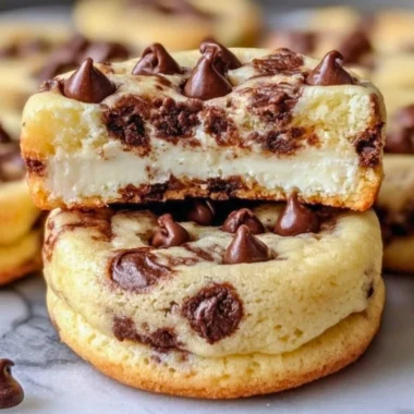 Delicious chocolate chip cheesecake cookies on a white plate