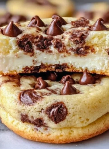 Delicious chocolate chip cheesecake cookies on a white plate