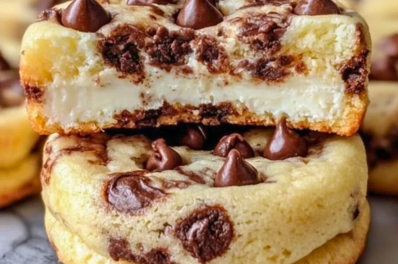 Delicious chocolate chip cheesecake cookies on a white plate