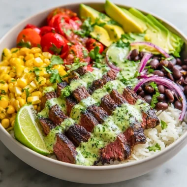 Delicious cilantro lime steak bowls with fresh ingredients and vibrant colors