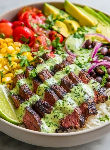 Delicious cilantro lime steak bowls with fresh ingredients and vibrant colors