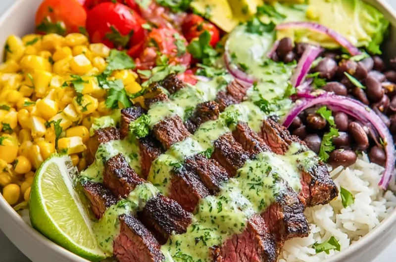 Delicious cilantro lime steak bowls with fresh ingredients and vibrant colors