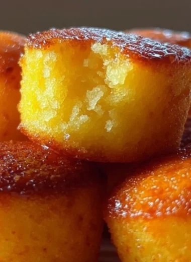 Golden cornbread poppers freshly baked, served with dipping sauce.