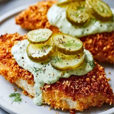 Crispy Parmesan Chicken garnished with herbs, showcasing a crunchy texture.