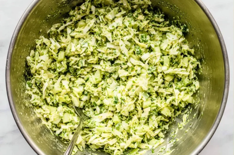 Green Goddess Cabbage Salad with fresh ingredients and dressing