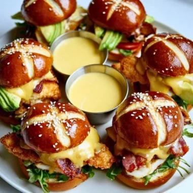 Honey Mustard BLT chicken sliders served on a platter with fresh ingredients