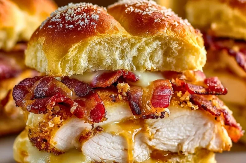 Delicious Maple Chicken Bacon Sliders served on a platter