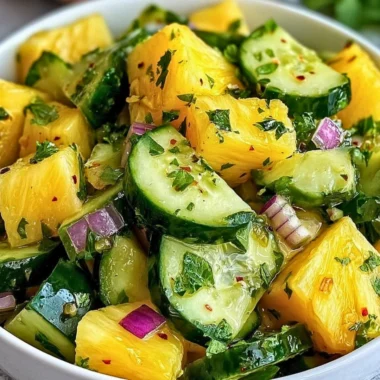 Fresh Pineapple Cucumber Salad with vibrant ingredients and herbs