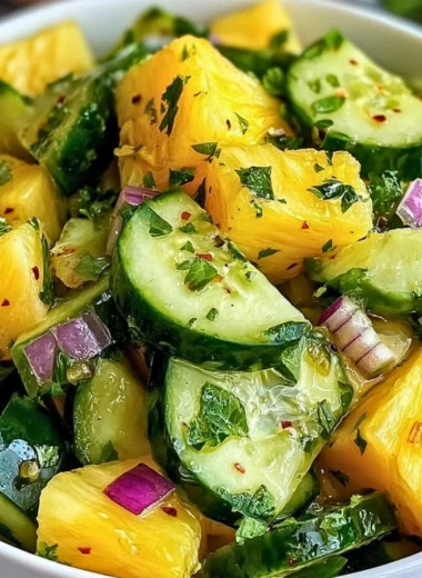 Fresh Pineapple Cucumber Salad with vibrant ingredients and herbs
