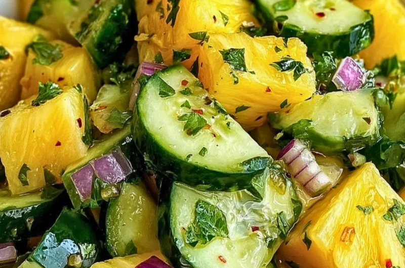 Fresh Pineapple Cucumber Salad with vibrant ingredients and herbs