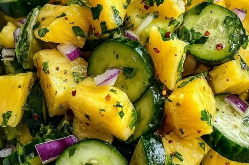 Delicious pineapple cucumber salad served in a bowl with vibrant colors