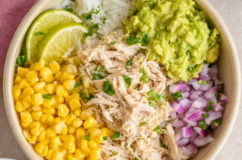 Delicious shredded cilantro lime chicken cooked in a slow cooker