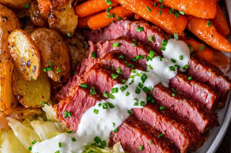 Delicious corned beef and cabbage dish served on a plate.