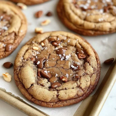 Delicious brown butter coffee toffee cookies fresh from the oven