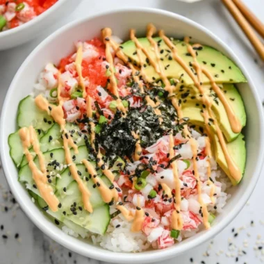 Delicious California Roll Sushi Bowl with fresh ingredients and vibrant colors.