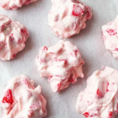 Chocolate Strawberry Yogurt Clusters ready to serve, a delicious sweet treat.