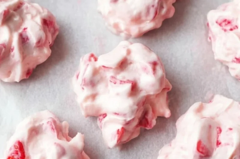 Chocolate Strawberry Yogurt Clusters ready to serve, a delicious sweet treat.