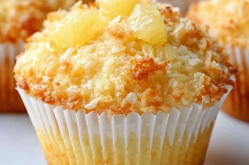 Coconut pineapple muffins with cottage cheese, fresh and delicious baked treat
