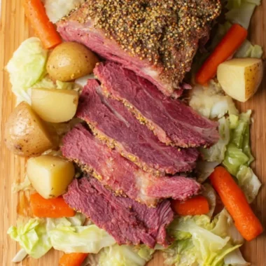 Delicious Crock Pot corned beef and cabbage served in a bowl