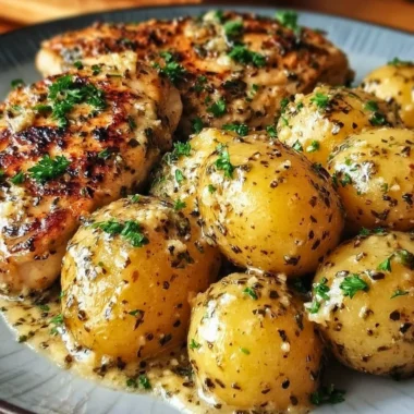 Crock Pot Parmesan Garlic Chicken and Potatoes dish served in a bowl