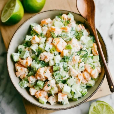 Delicious cucumber shrimp salad with fresh ingredients and vibrant colors