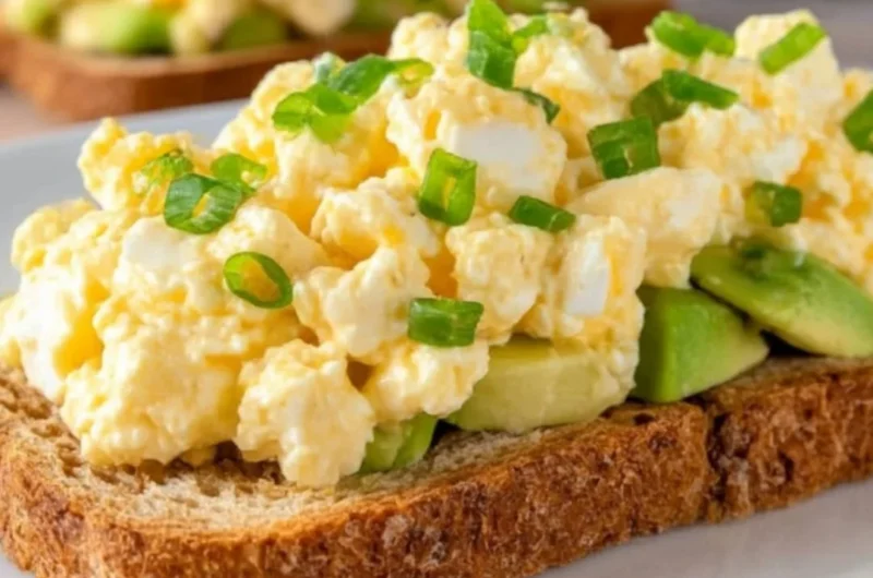 Egg salad with cottage cheese, a mayo-free recipe for a healthy meal.