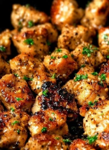 Delicious Garlic Butter Chicken Bites served with herbs and spices