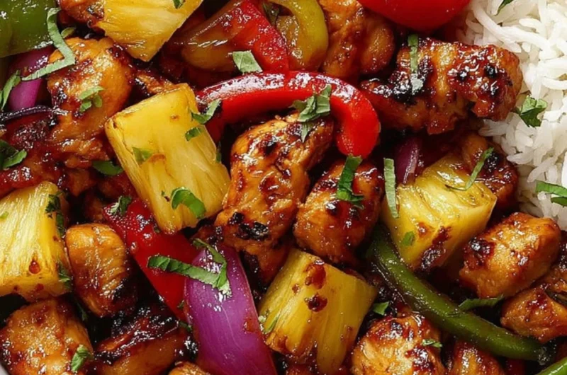 Delicious Hawaiian Chicken Sheet Pan with vibrant vegetables and aromatic spices.