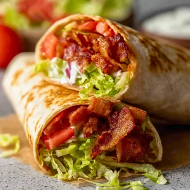 Healthy BLT wraps with fresh ingredients and a secret sauce