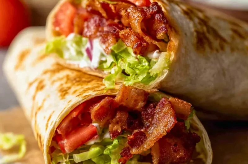 Healthy BLT wraps with fresh ingredients and a secret sauce