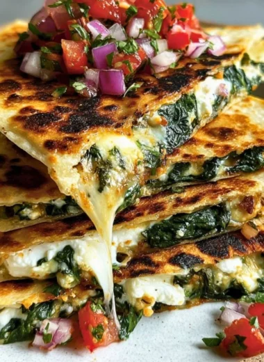 Mediterranean Quesadillas filled with vegetables and cheese on a plate