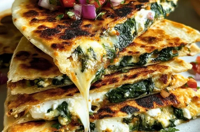 Mediterranean Quesadillas filled with vegetables and cheese on a plate
