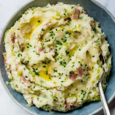 Delicious St. Patrick's Day Colcannon with Irish potatoes and bacon
