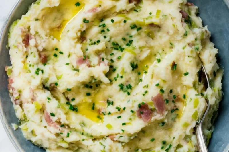 Delicious St. Patrick's Day Colcannon with Irish potatoes and bacon