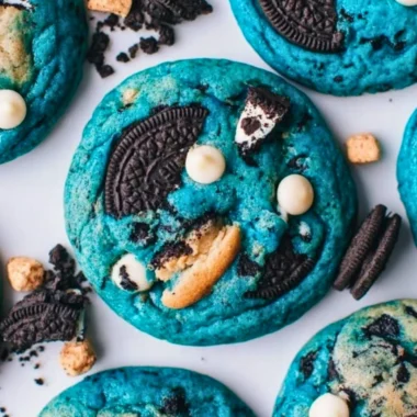 Ultimate Cookie Monster Cookies with colorful candies and chocolate chips