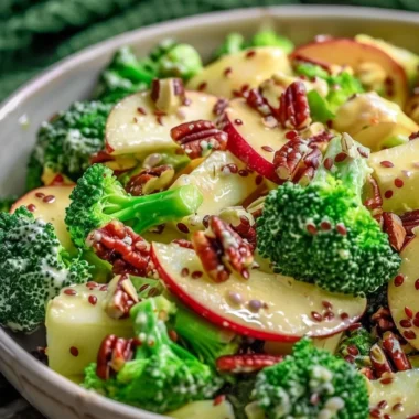Fresh Apple Broccoli Salad with apples, broccoli, and dressing