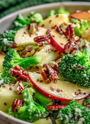 Fresh Apple Broccoli Salad with apples, broccoli, and dressing