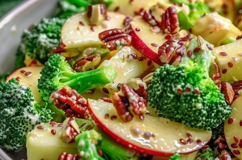 Fresh Apple Broccoli Salad with apples, broccoli, and dressing