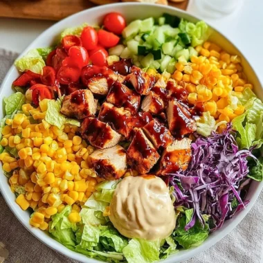 BBQ chicken chopped salad with fresh ingredients and savory flavors