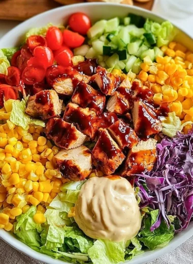 BBQ chicken chopped salad with fresh ingredients and savory flavors