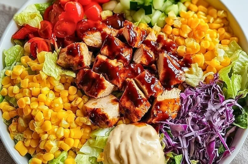 BBQ chicken chopped salad with fresh ingredients and savory flavors