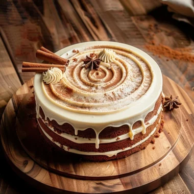 Delicious Brown Sugar Chai Cake topped with spices and frosting