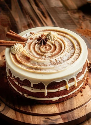 Delicious Brown Sugar Chai Cake topped with spices and frosting