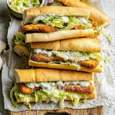 Delicious Chicken Caesar Sandwiches with crispy chicken and fresh salad on soft bread.