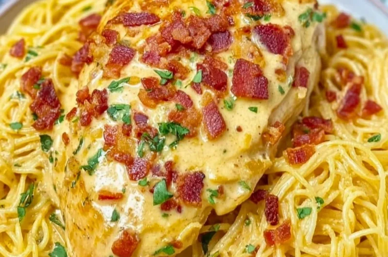Delicious Crock Pot Crack Chicken topped with green onions in a serving dish.