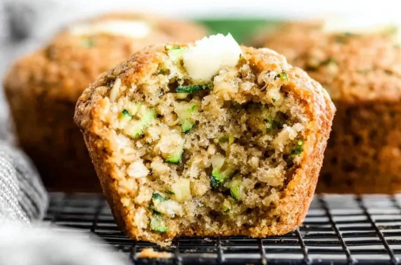 Healthy gluten-free zucchini muffins baked with fresh zucchini and natural ingredients
