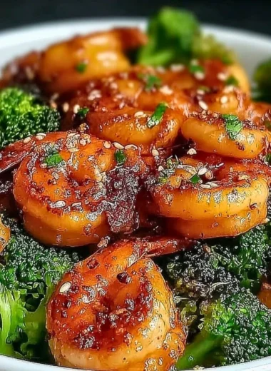 Delicious high-protein honey garlic shrimp dish ready to serve